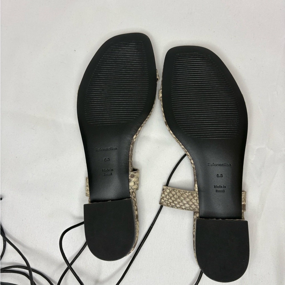 Brand New! Reformation Alize Snakeskin Lace-Up Sandals - Picture 7 of 12
